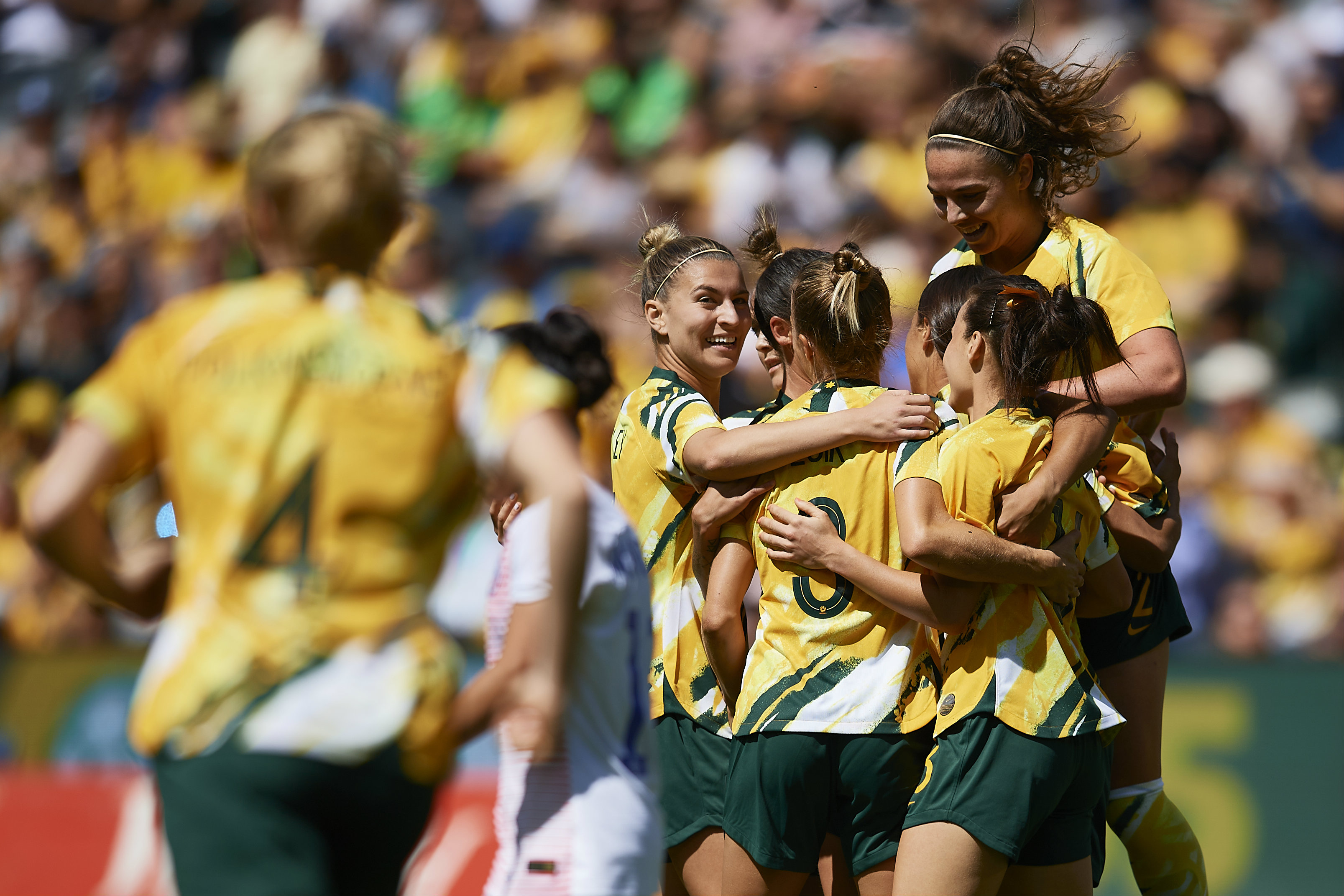 Matildas celebrate a goal Matildas celebrate a goal