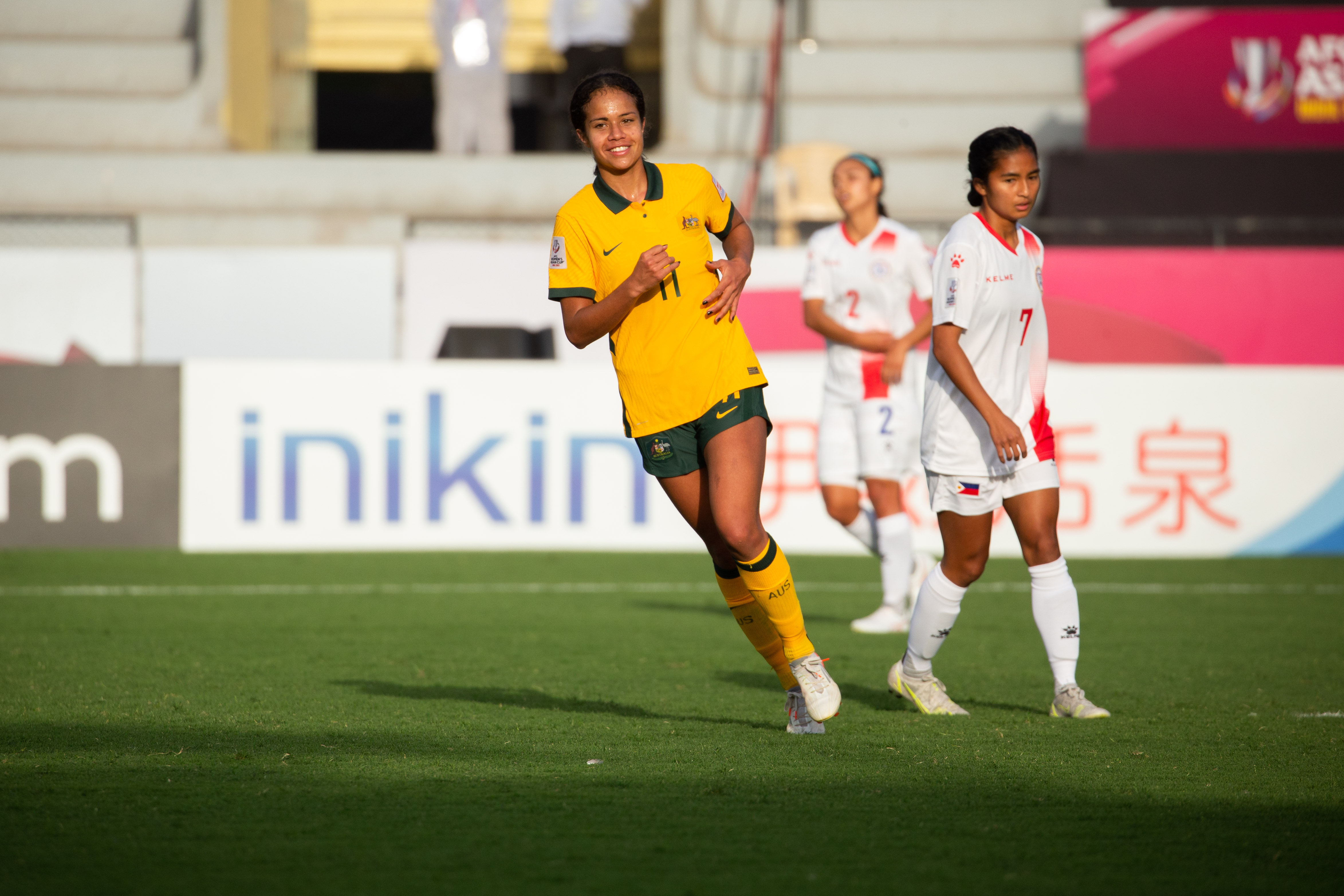 Mary Fowler celebrates her goal against the Philippines at the 2022 AFC Asian Cup (Photo by Ann Odong/Football Australia) Mary Fowler celebrates her goal against the Philippines at the 2022 AFC Asian Cup (Photo by Ann Odong/Football Australia)