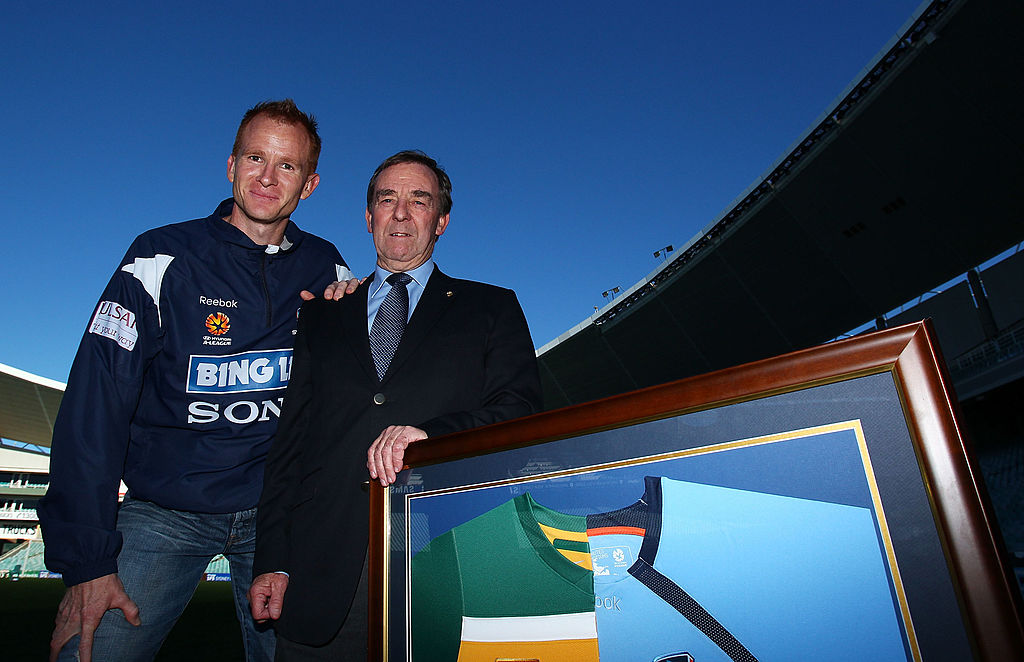 Hayden Foxe of Sydney FC and former socceroo Ted Smith pose for a photo during the launch of Sydney FC's new former Socceroos Club membership at the Sydney Football Stadium on July 14, 2010 in Sydney, Australia. (Photo by Mark Nolan/Getty Images) Hayden Foxe of Sydney FC and former socceroo Ted Smith pose for a photo during the launch of Sydney FC's new former Socceroos Club membership at the Sydney Football Stadium on July 14, 2010 in Sydney, Australia. (Photo by Mark Nolan/Getty Images)