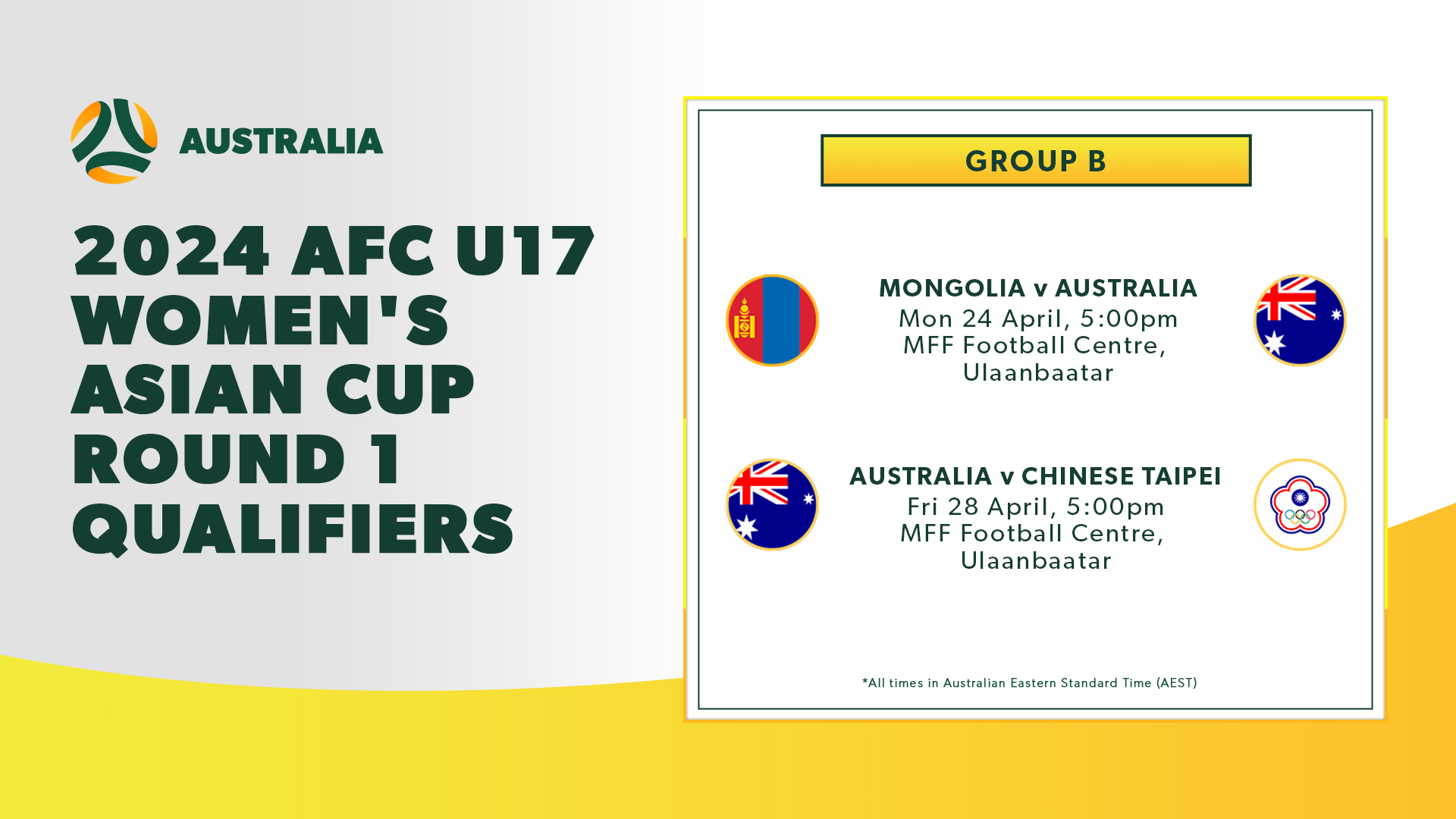 AFC U17 WOMEN’S ASIAN CUP | ROUND 1 QUALIFIERS - GROUP B AFC U17 WOMEN’S ASIAN CUP | ROUND 1 QUALIFIERS - GROUP B