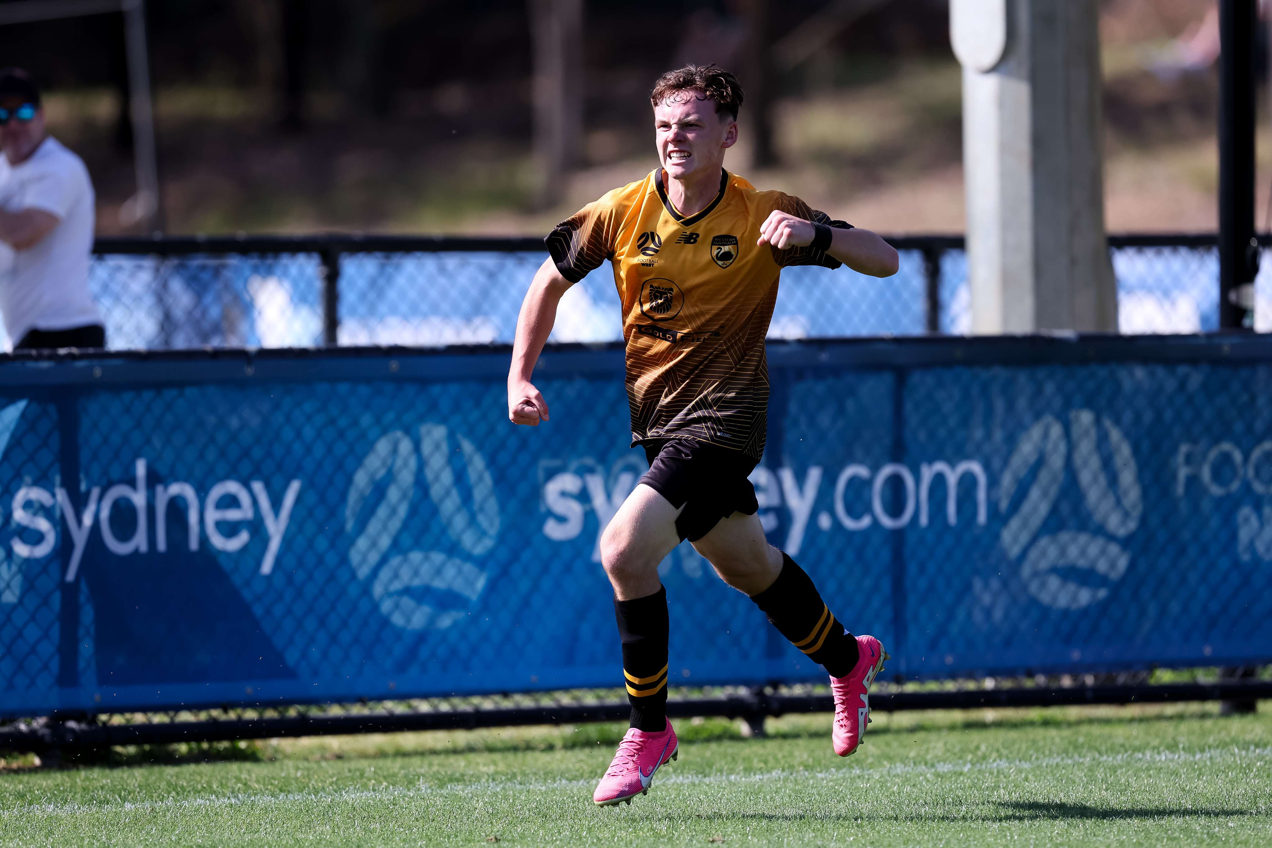 Alexander Bolton celebrating his goal for Western Australia in the National Youth Championships 2023 Boys' Tournament.