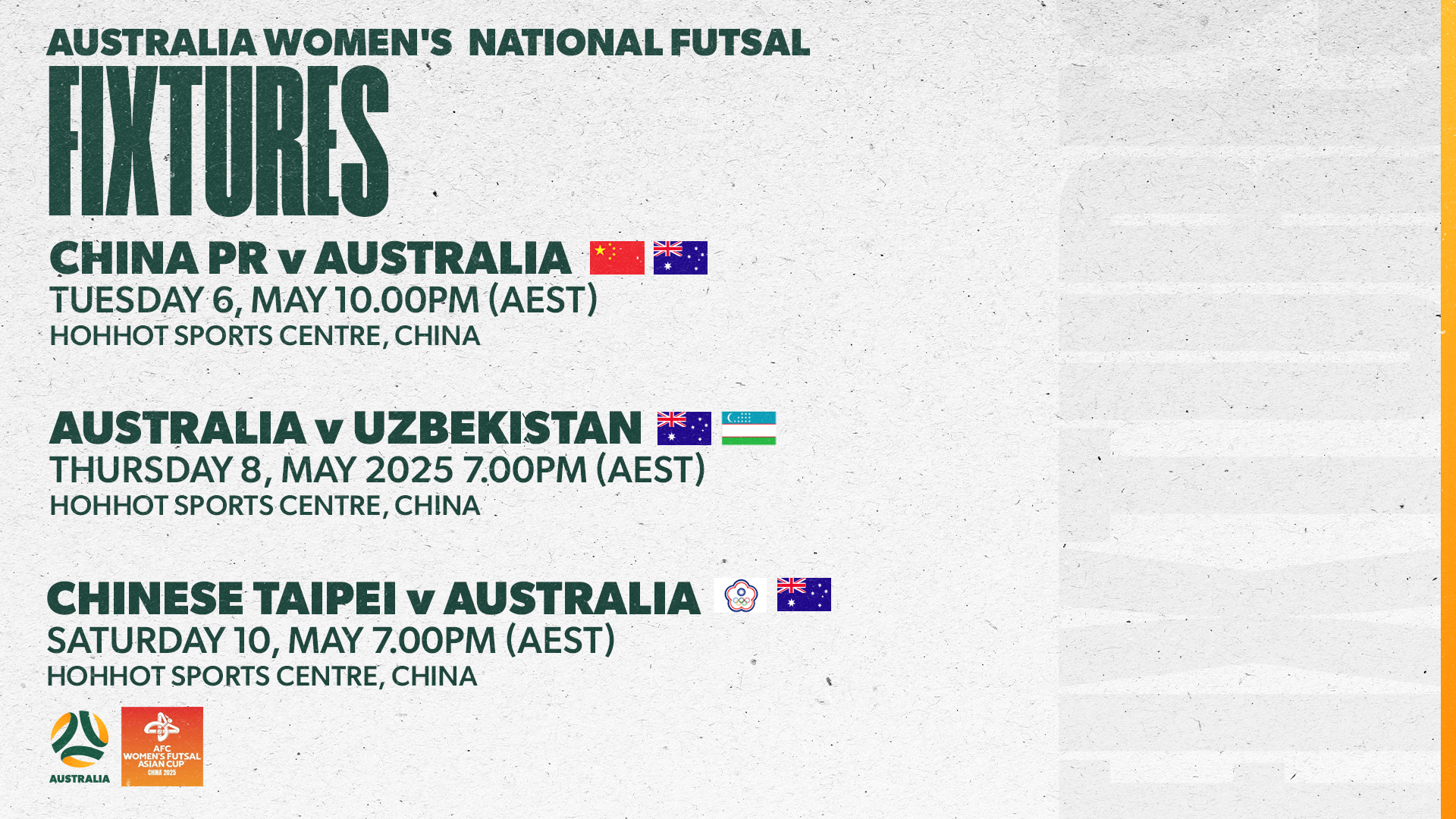 Squad to Represent Australia at AFC Women’s Futsal Asian Cup China 2025 Announced