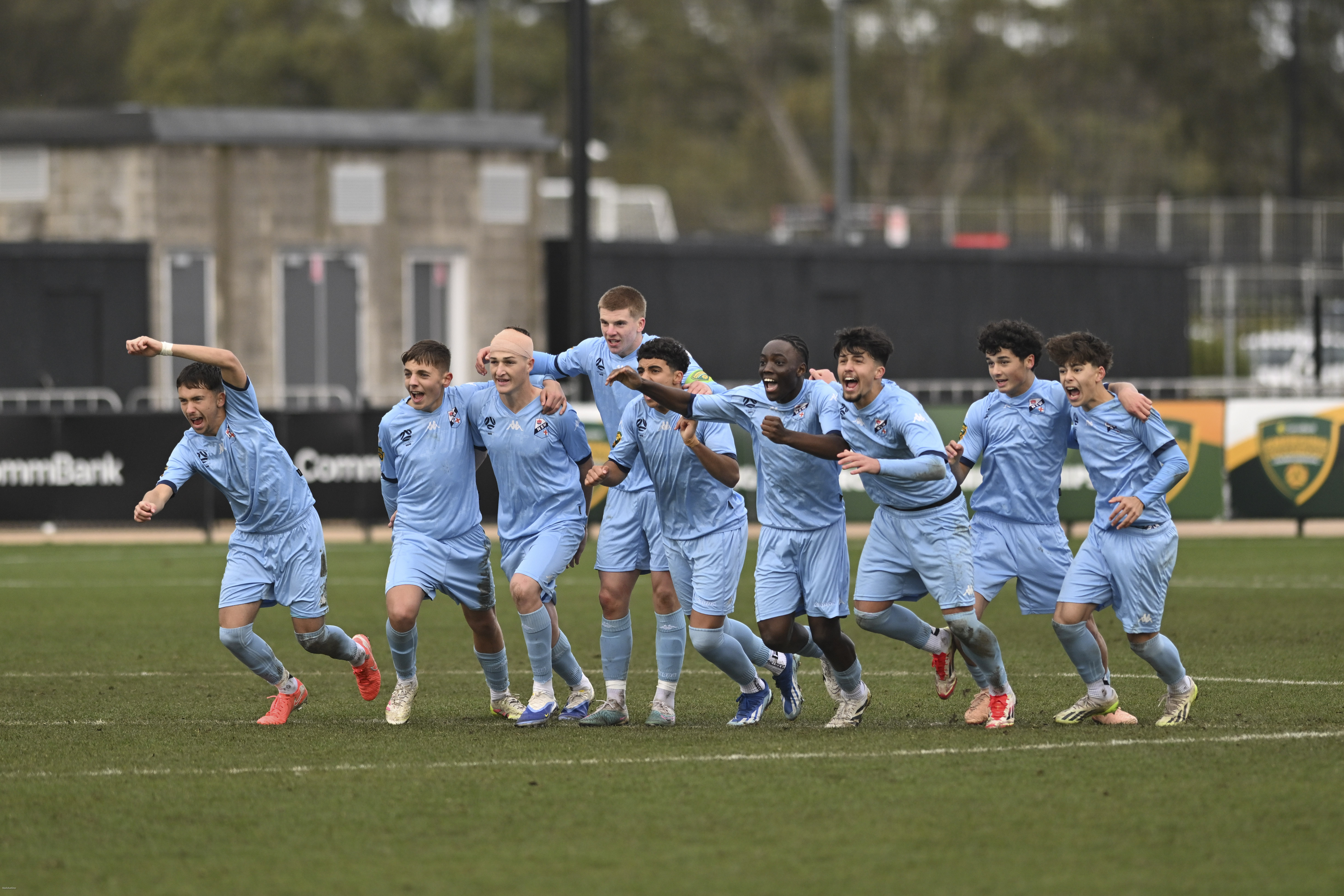 NSW Sky run forward in jubilation after winning the panelty shootout to progress to the Final