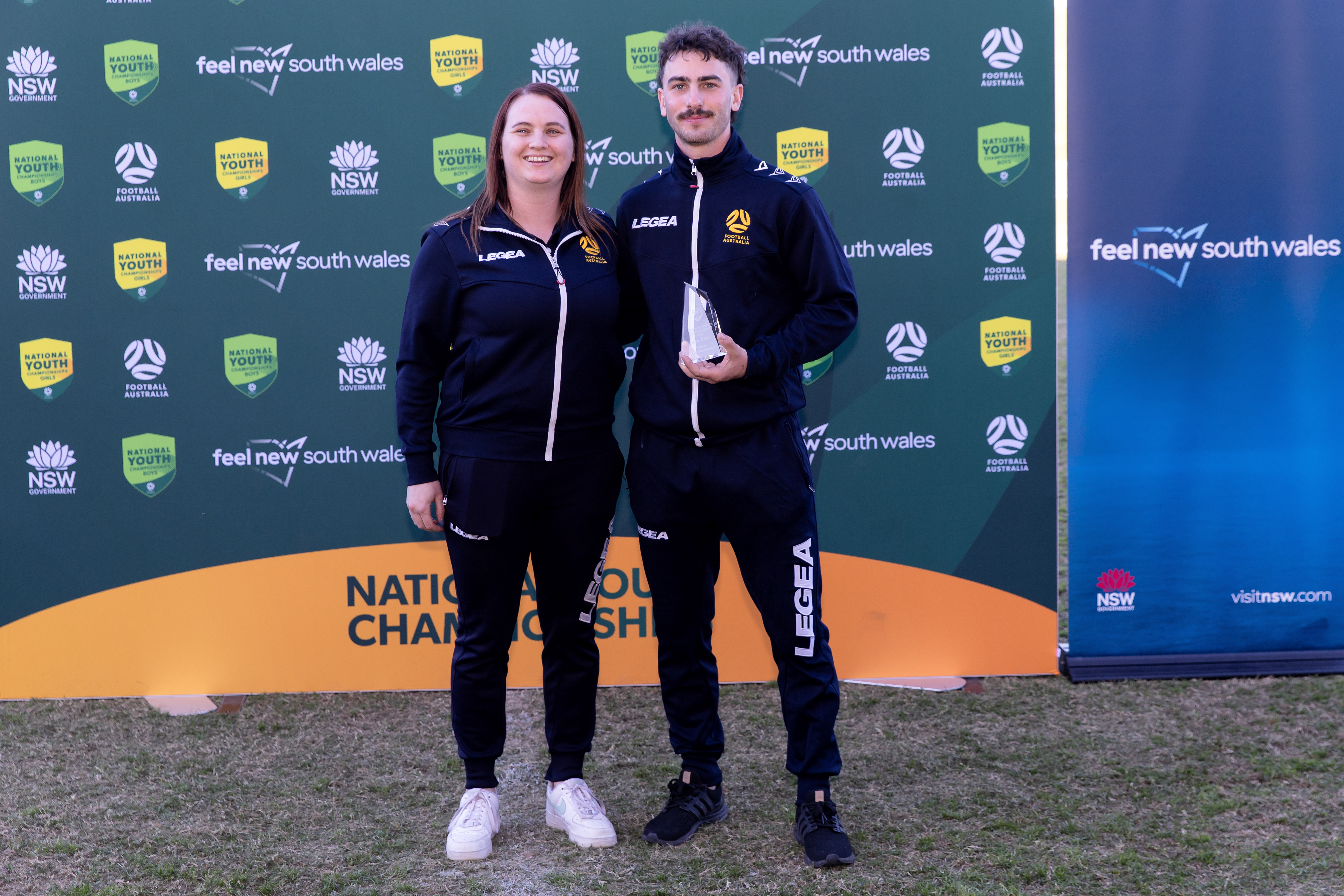 National Youth Championships Boys’ Referee Lead, Izzy Blaess presented the Under 15 Referee of the tournament to Rowan Fisher from Football NSW.