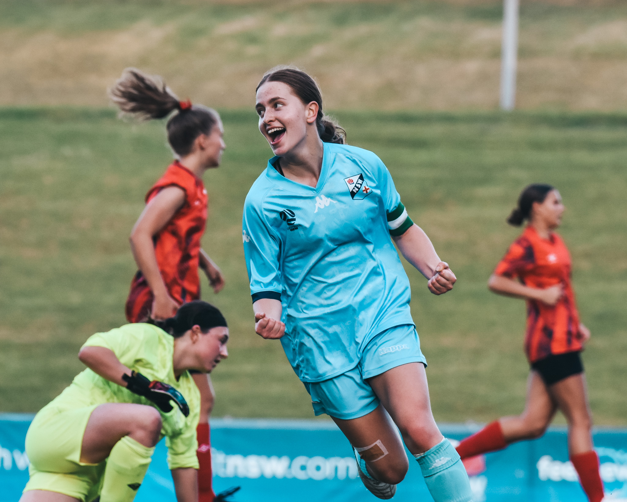 NSW Metro celebrates a goal in the Under 16Semi-Final