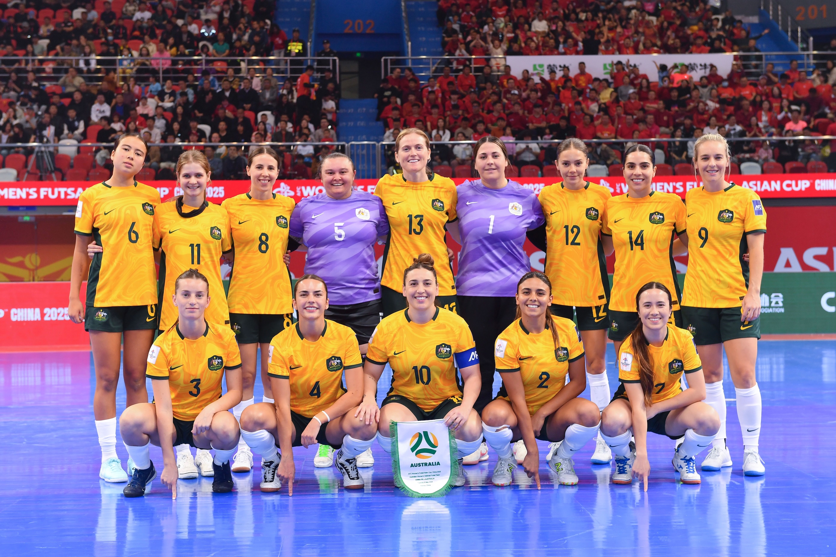 The Australian Women's Futsal Team before their first match against China PR. Photo: AFC