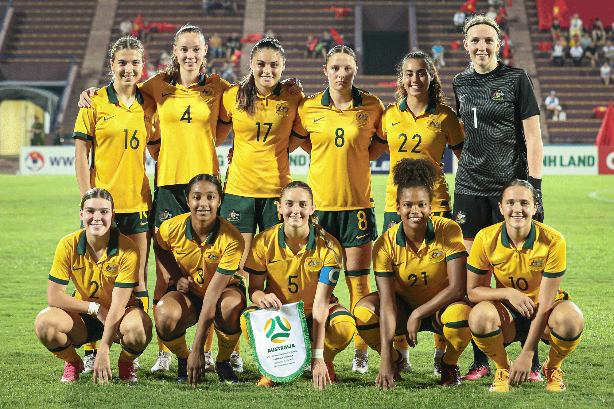 Australia's Starting XI for their game against Vietnam at the 2024 AFC U-20 Women's Asian Cup Round 2 Qualifiers.