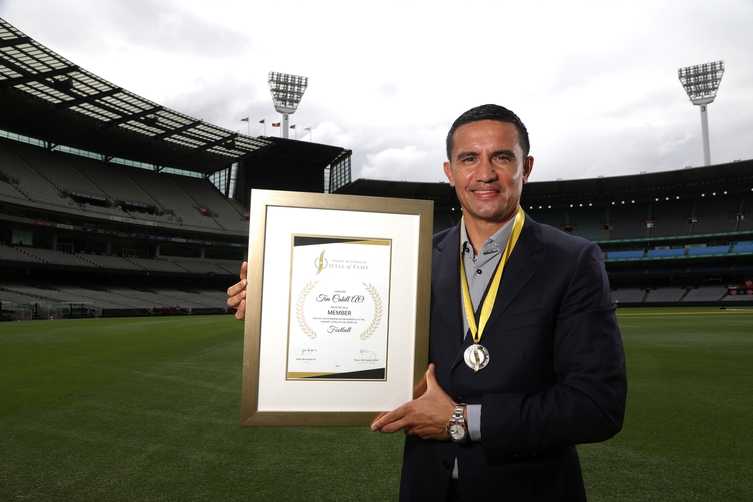 Tim Cahill AO being inducted into the Sport Australia Hall of Fame.