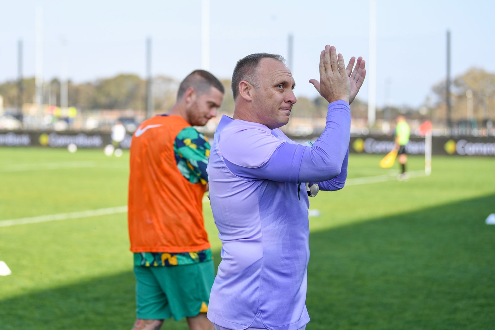 David Barber applauding the fans as he walks off the pitch in his 110th appearance for the CommBank Pararoos