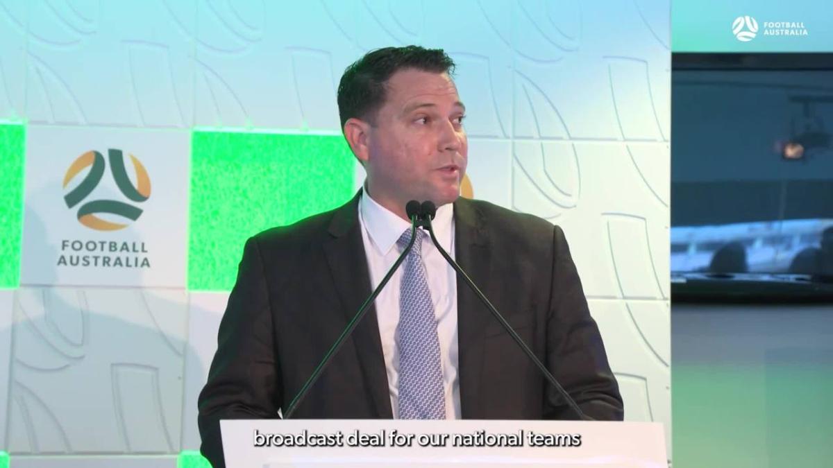 Football Australia CEO James Johnson addresses football family at CommBank Matildas v USA
