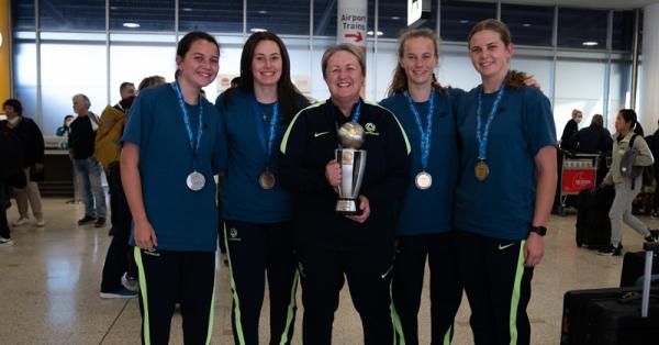 Champion CommBank Junior Matildas and AFF U18 trophy welcomed home