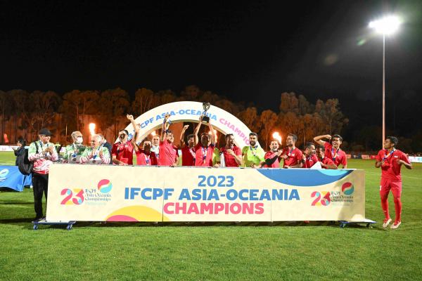 Iran celebrates their IFCPF Asia Oceania Championships victory